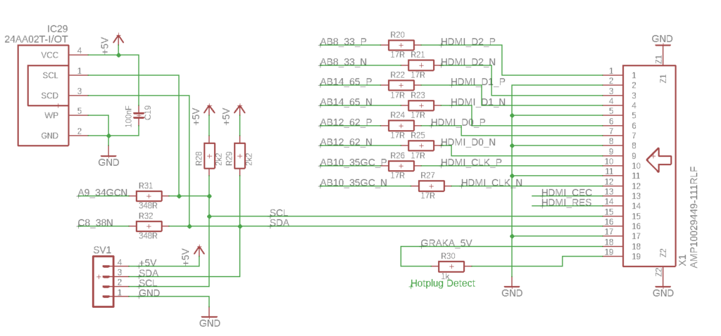 HDMI-FPGA und EEPROM Anschluss